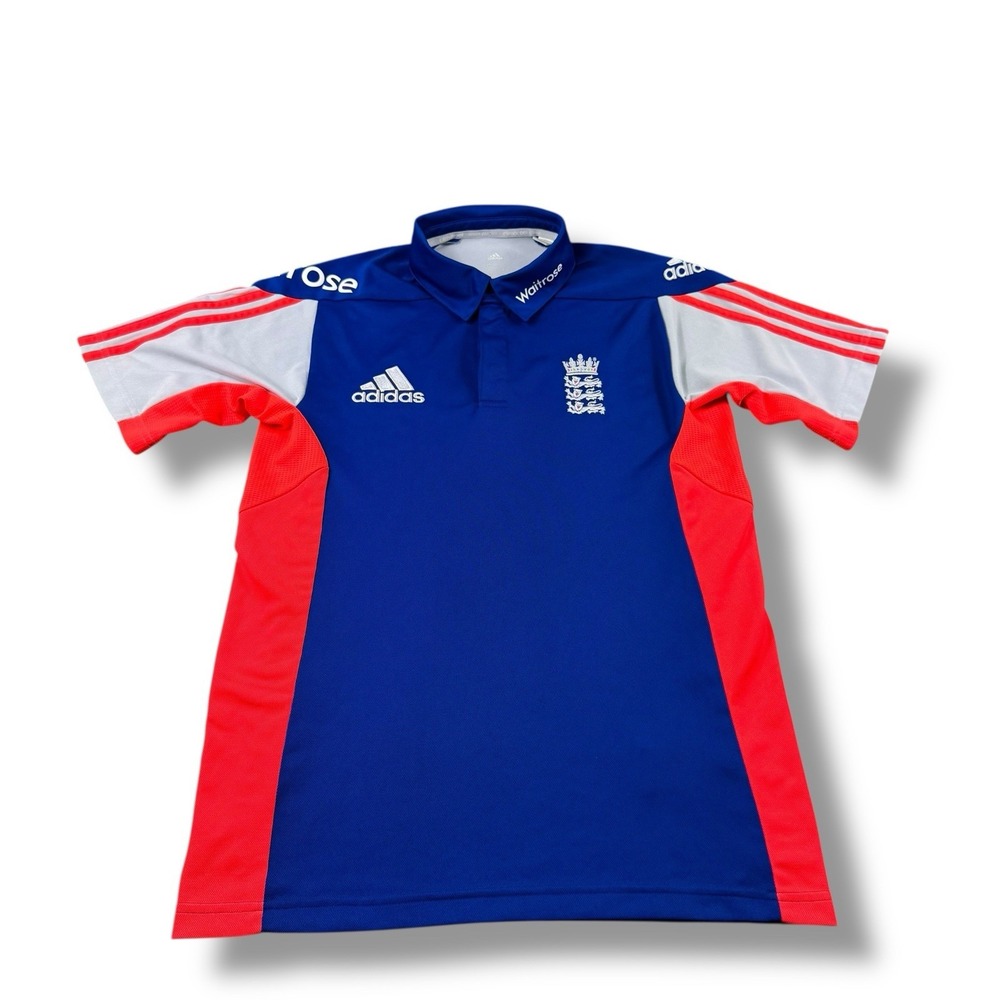 Adidas 2014-2015  England Cricket Waitrose Climacool Polo Shirt Mens Sz S EUC